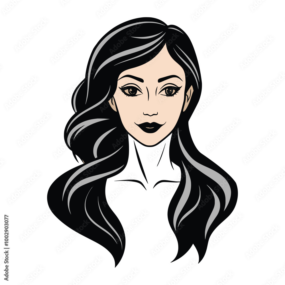 Vector silhouette illustration of a woman with flying butterflies Vector silhouette illustration of a woman with flying butterflies