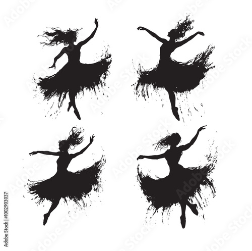 Silhouette of a dancer mid-twirl Capturing the grace and fluidity of movement.