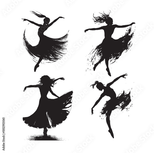 Silhouette of a dancer mid-twirl Capturing the grace and fluidity of movement.