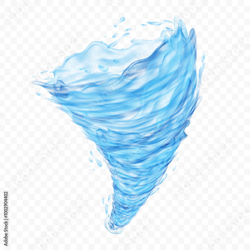 Water whirlpool or tornado. Isolated on transparent background. Stock vector illustration