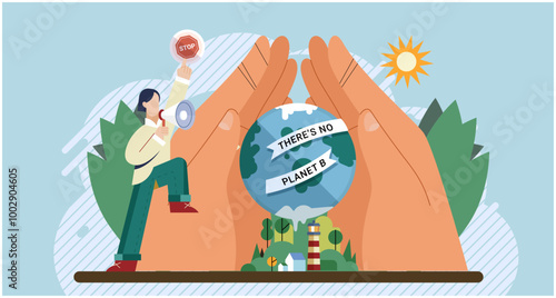 Climate change. Save the planet. No planet B We need to change climate trends through environmental consciousness Embracing sustainability is key to effective environmental protection