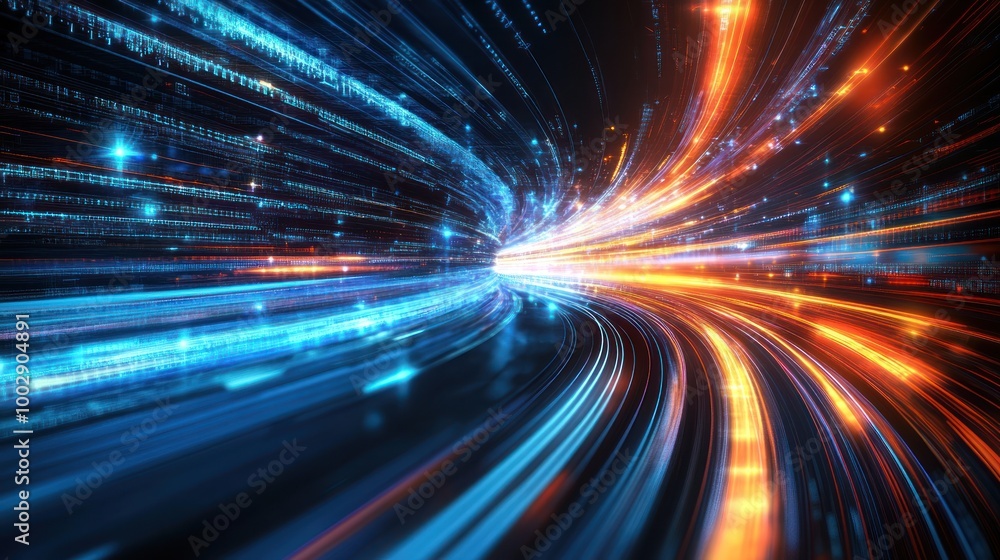 Obraz premium A vibrant abstract representation of light trails and energy movement.