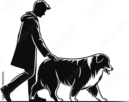 silhouette of a person with a dog