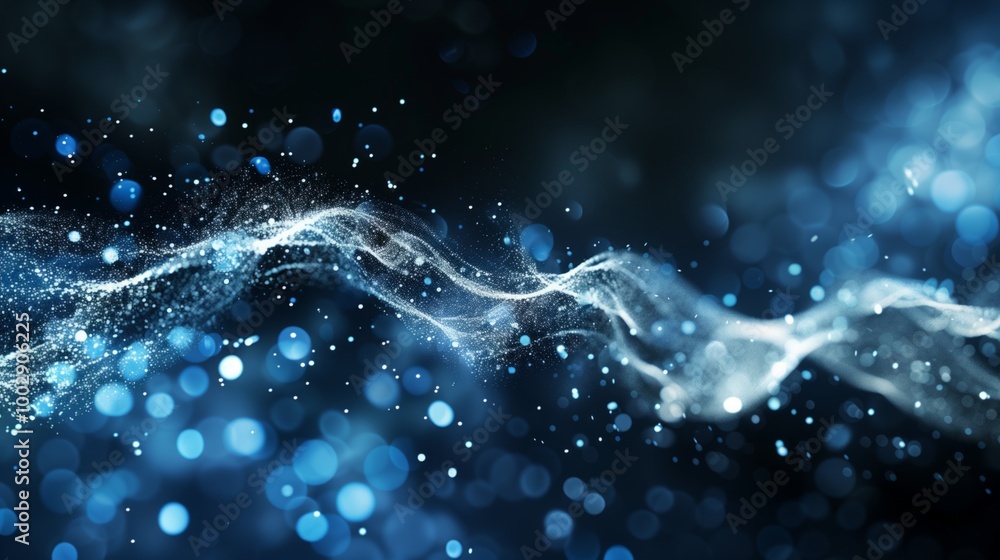 The image is a blue and white swirl of light and dark blue and white dots The image is a blue and white swirl of light and dark blue and white dots
