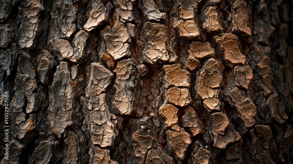 Close-up texture of tree bark with rough, brown, and cracked surface. Close-up texture of tree bark with rough, brown, and cracked surface.