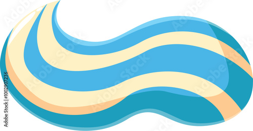Blue and yellow striped toothpaste is coming out of its tube and forming a satisfying swirl
