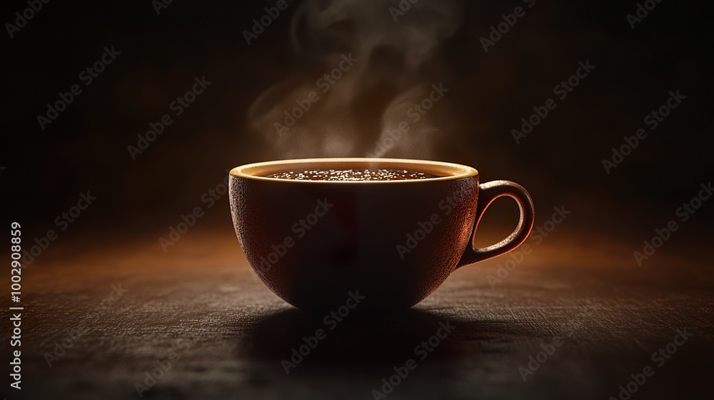 Realistic Coffee Cup with Steam on Dark Background Realistic Coffee Cup with Steam on Dark Background