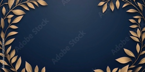 Dark background with golden leaves framing, an elegant and luxurious design