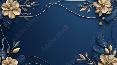 Dark background with golden leaves framing, an elegant and luxurious design
