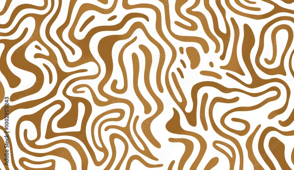 Chocolate brown and white pattern of squiggles on a plain white background Chocolate brown and white pattern of squiggles on a plain white background