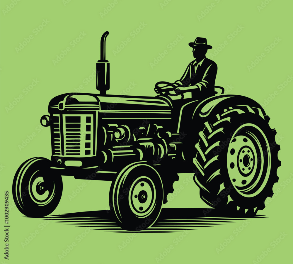 Obraz premium Tractor silhouette vector illustrations