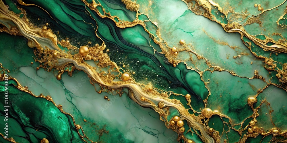 Abstract background of green marble with gold splashes Abstract background of green marble with gold splashes