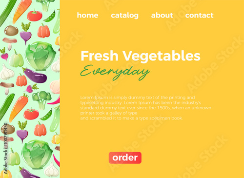 Wallpaper Mural Web page design template for fresh vegetables, organic food, natural products, salad, online food ordering, recipes. Vector illustration for poster, banner, website, flyer, advertising, bright menu. Torontodigital.ca