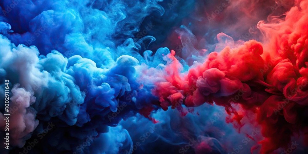 Abstract background of medium shot blue and red smoke clouds Abstract background of medium shot blue and red smoke clouds