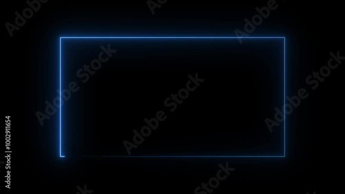 light glowing neon blue color picture frame rectangle animation icon