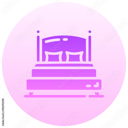 double bed round gradient vector icon