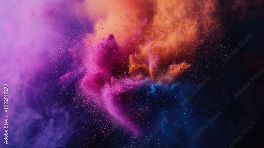 Vibrant Explosion of Colorful Smoke and Powder in Dynamic Motion Abstract Background Vibrant Explosion of Colorful Smoke and Powder in Dynamic Motion Abstract Background