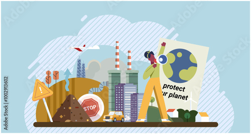 Climate change. Save the planet. Protect planet. Choose renewable resources to reduce impact climate change On World Environment Day, lets commit to preserving our planet We need to change climate