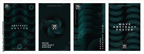 Wave Abstract poster design background vector set.