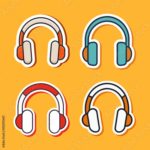 Modern Headphones Combo Sticker with Bold Colors for Trendy Tech Lovers