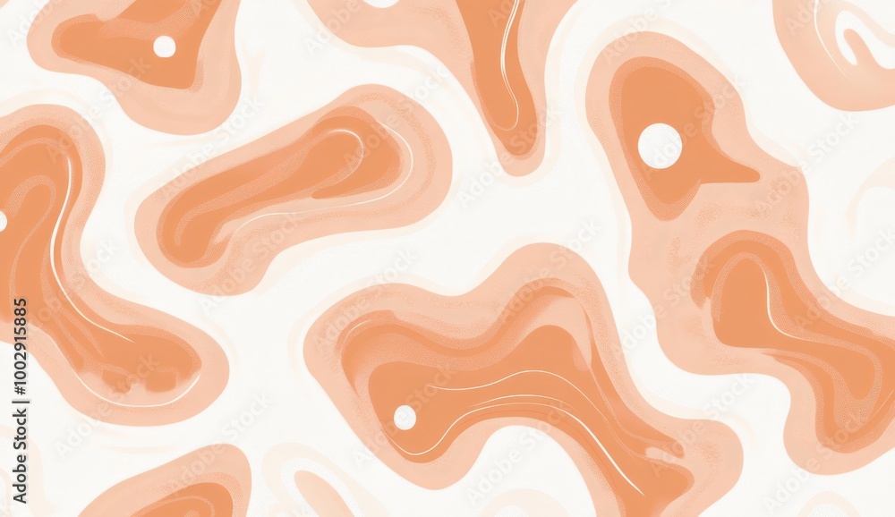 A peach color and white pattern of squiggles A peach color and white pattern of squiggles