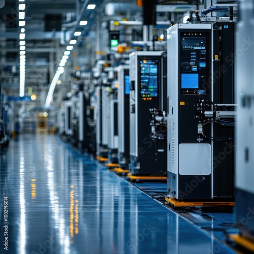 Modern industrial machinery in a clean, organized production line.