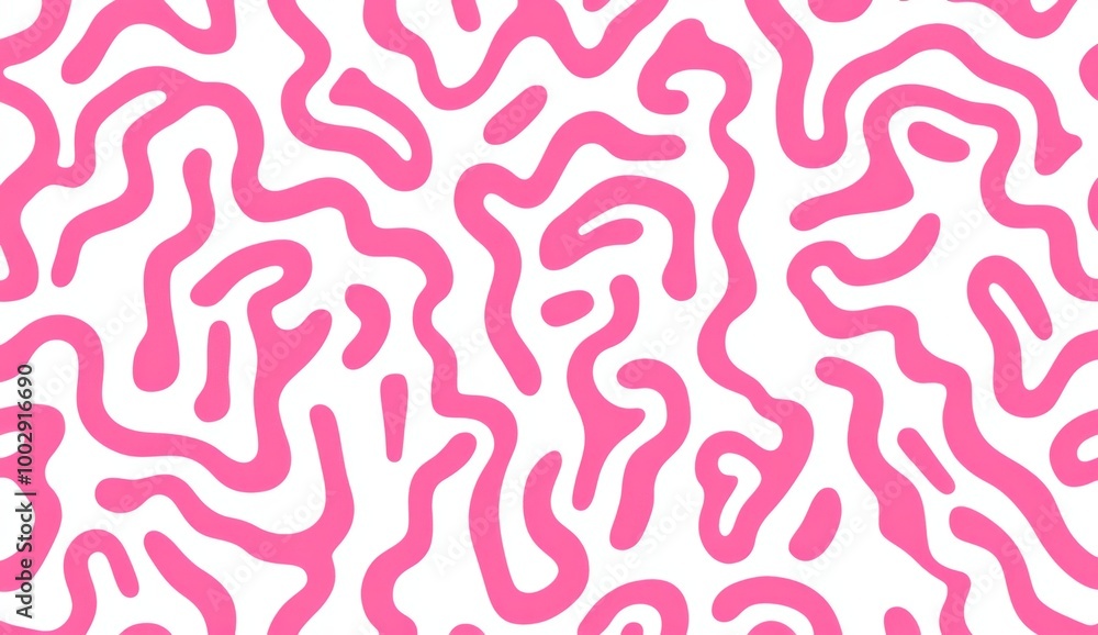 Pink and white pattern of squiggles on a plain white background Pink and white pattern of squiggles on a plain white background