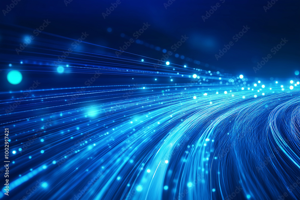 Abstract Blue Light Trails Representing Speed and Technology Abstract Blue Light Trails Representing Speed and Technology