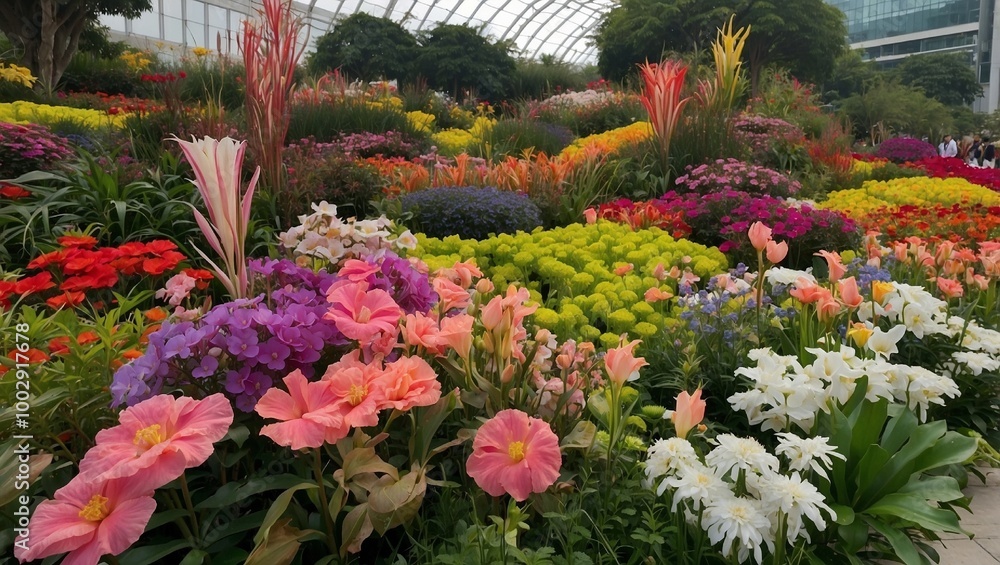 flower bed of multicolor flower in the park flower bed of multicolor flower in the park