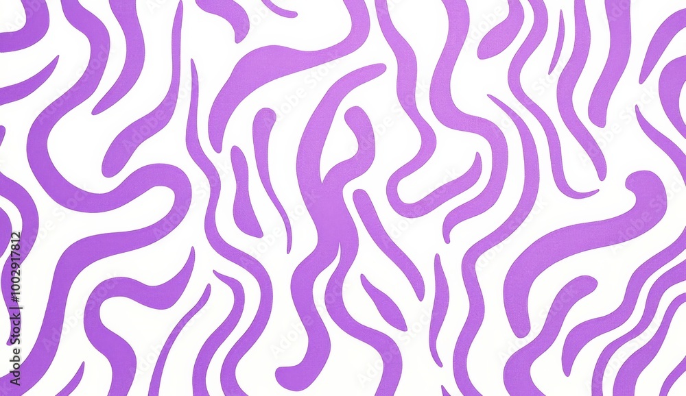 Purple and white pattern of squiggles on a plain white background Purple and white pattern of squiggles on a plain white background