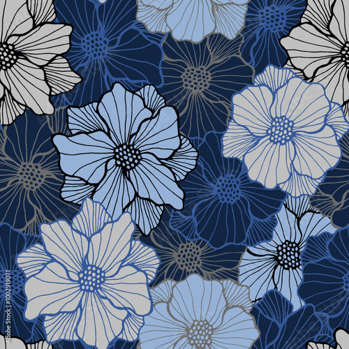 Trendy camellia bloom repeating design. Organic bouquet ornament. Camellia flower with striped petals. Packaging print. Garden blossom summer seamless sample Valentines day motif.