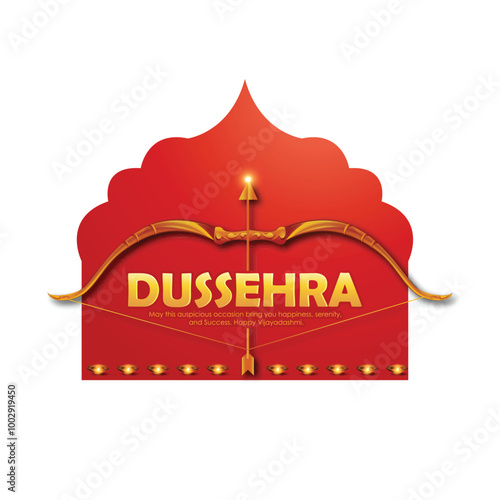 Happy  Dussehra illustration of Lord Rama defeating Ravana with his bow and arrow, celebrating Dussehra.