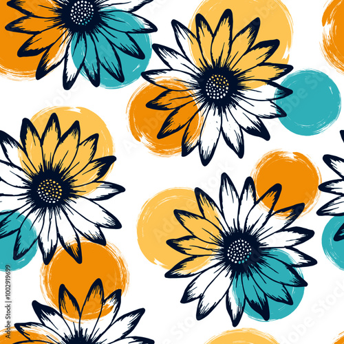 Dimorphotheca bright vector endless rapport. Osteospermum blossom over circle...