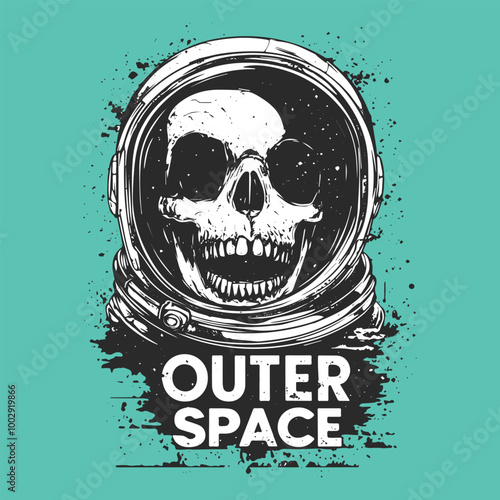 Outer Space Skull Astronaut Illustration