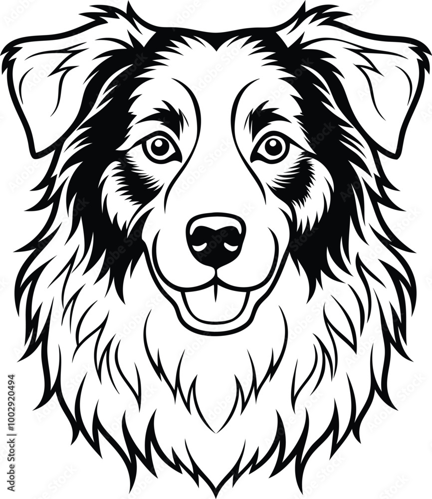 Fototapeta premium Australian Shepherd silhouette, illustration white background