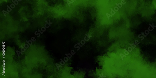 abstract cloud and vapor texture background. Black and Green smoke aquarelle smudge illustration smooth grungy smokey light green colors ink glow. green color powder explosion	
