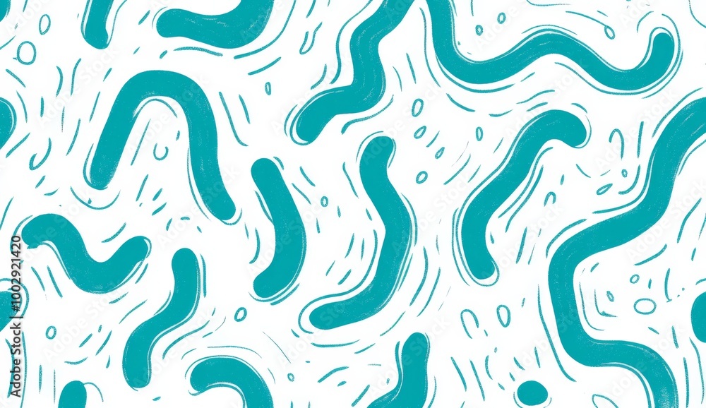 Teal and white pattern of squiggles Teal and white pattern of squiggles
