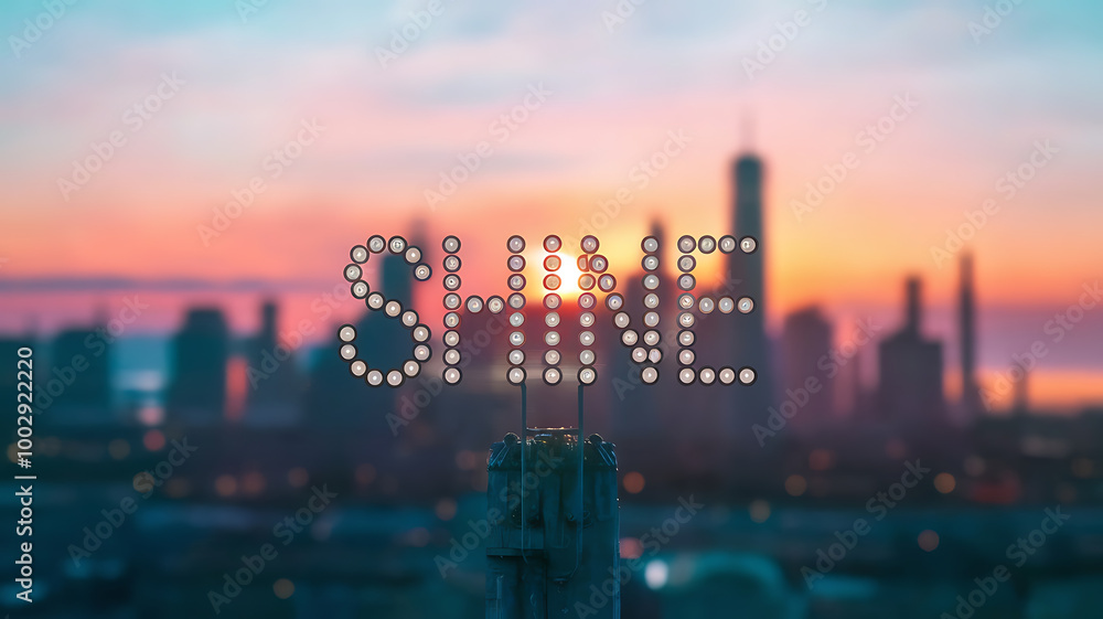 Obraz premium A city skyline with a glowing 