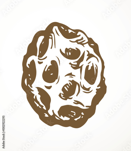 Vector drawing. Small Asteroid in the sky