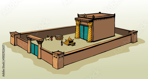 Vector drawing. Temple of Solomon