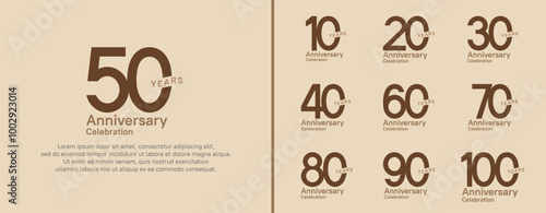 anniversary logotype set. vector design brown color for celebration event
