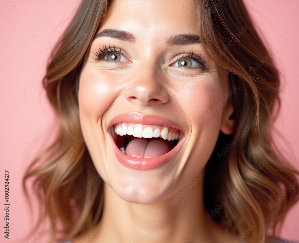 Portrait of a young beautiful woman surprised , expression of emotions Portrait of a young beautiful woman surprised , expression of emotions