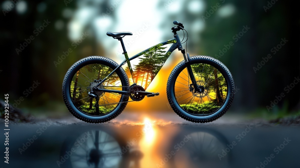 Creative Bicycle Design with Nature Background Creative Bicycle Design with Nature Background