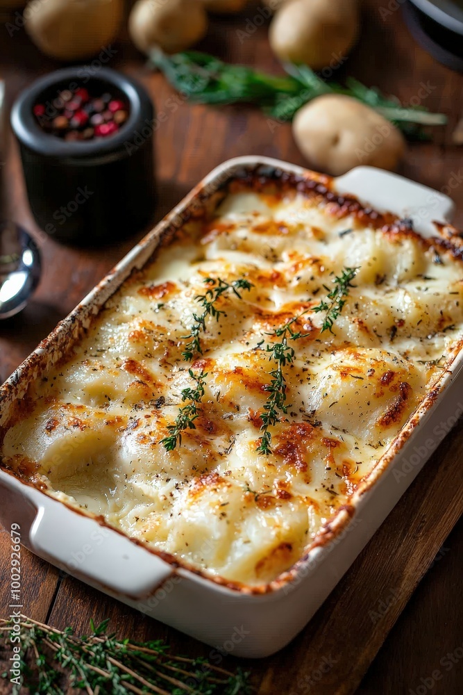 Bacalhau com Natas: Cod baked with cream and potatoes. Bacalhau com Natas: Cod baked with cream and potatoes.