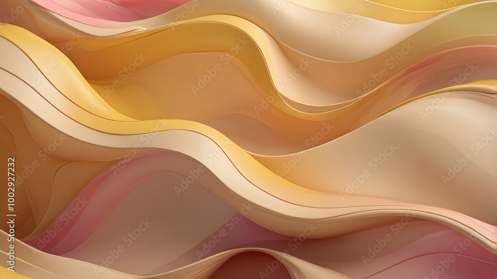Pink beige yellow 3d smooth wavy layers abstract background, textured wallpaper Pink beige yellow 3d smooth wavy layers abstract background, textured wallpaper