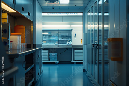 Secure research lab with specialized biosecurity equipment photo