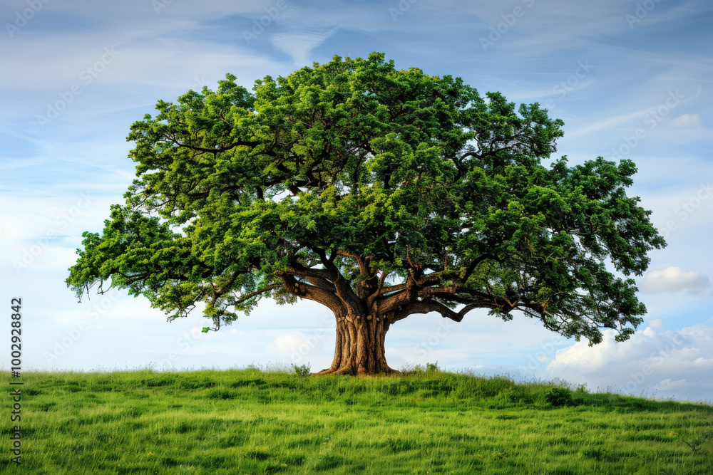 Obraz premium Solitary Oak Tree on Hill