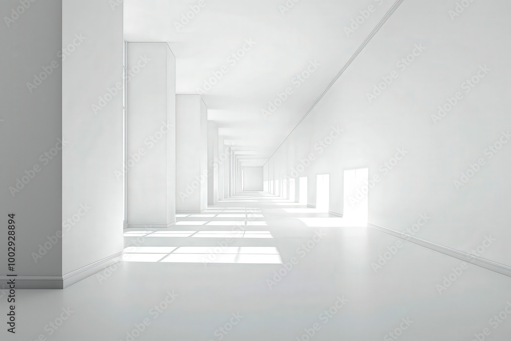 Fototapeta premium Modern Minimalist Interior with Bright Morning Light