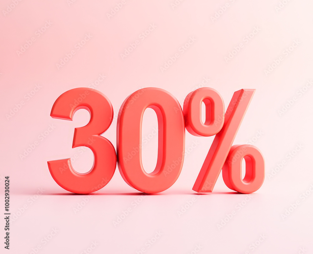 30 percent, 3D multicolored sign 30 percent, 3D multicolored sign