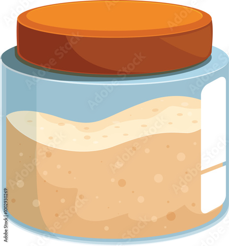 Glass jar containing active dry yeast with blank white label for adding custom text